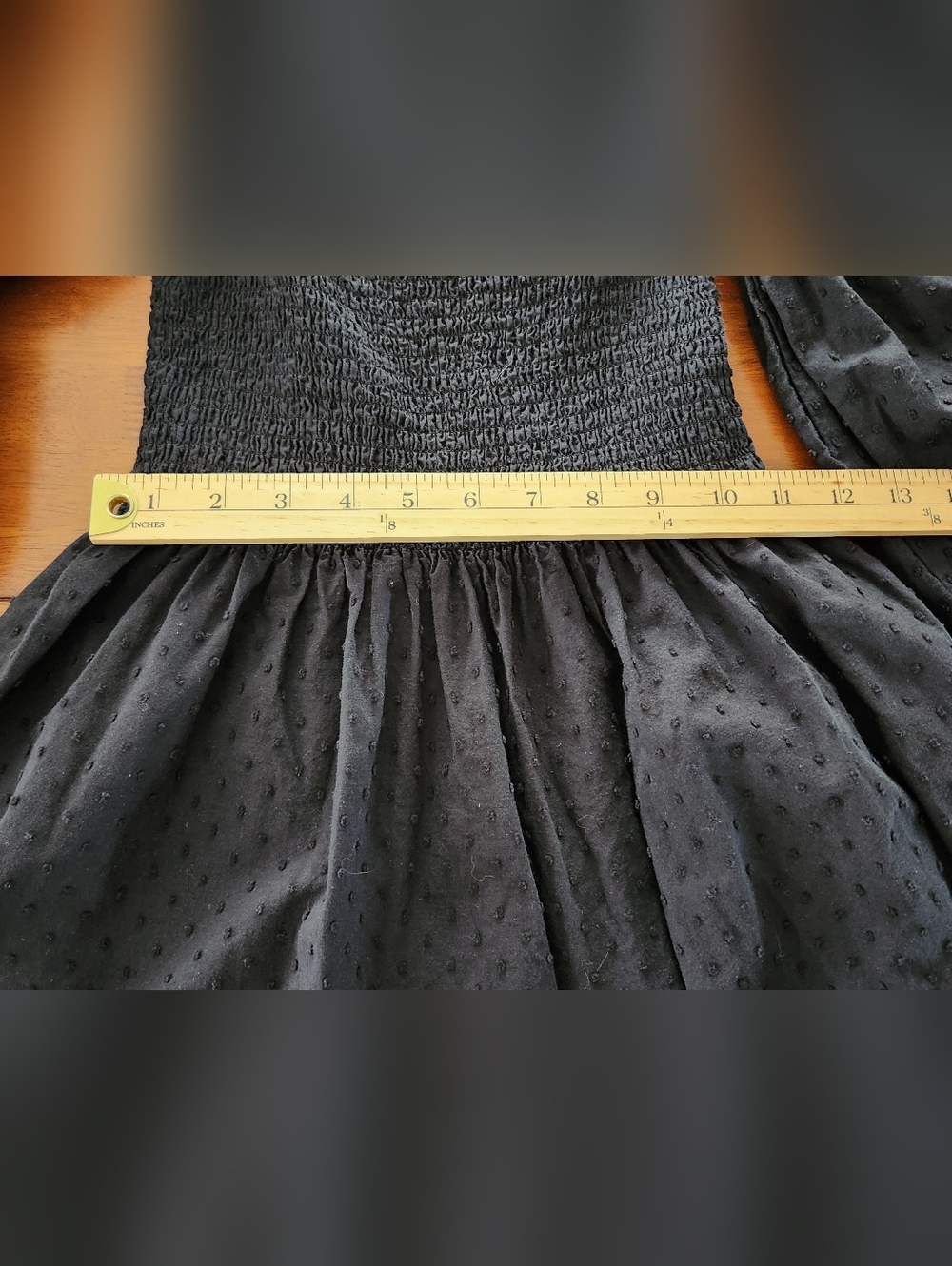 Kourt Portia Mini Dress Black Smocked Puff Sleeve Size M Cottagecore Boho - Picture 7 of 8